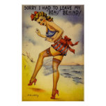 1940s Bathing Beauty Funny Poster