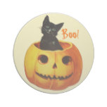 Cat in Pumpkin Vintage Halloween Coaster
