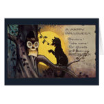 Cat Warning Owl Halloween Greeting Card