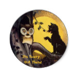 Cat Warning Owl Halloween Stickers