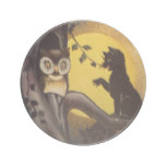 Cat Warning Owl Vintage Halloween Coaster