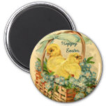 Chicks in a Basket Vintage Easter Magnet
