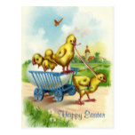 Chicky Wagon Easter Vintage Postcard