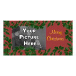 Christmas Holly Leaves Photo Card
