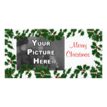 Christmas Holly Leaves Photo Card