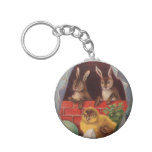 Easter Bunnies and Chick Vintage Keychain