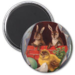 Easter Bunnies and Chick Vintage Magnet