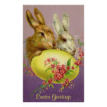 Easter Bunnies and Egg Vintage Poster
