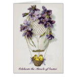 Easter Lilies Balloon Vintage Greeting Card