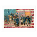 George Washington and Troops Vintage Postcard