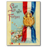 Lest We Forget American Patriotic Postcard