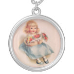 Little Girl with Flowers Necklace