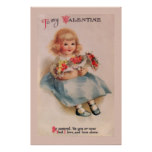 Little Girl with Flowers Poster