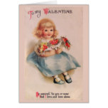 Little Girl with Flowers Valentine Greeting Card