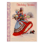 Old Fashioned Christmas Shopping Postcard