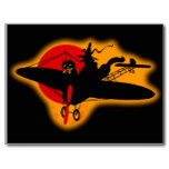 Retro Halloween Flying Witch Postcards