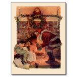 Santa Visits Christmas Vintage Postcard