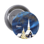 Snowy Christmas Church Amen Button