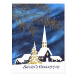 Snowy Church Season's Greetings Postcard