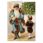 Victorian Santa and Boy Christmas Greeting Card