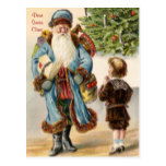 Victorian Santa and Boy Christmas Postcard