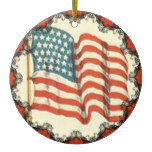 Vintage American Flag Christmas Ornament