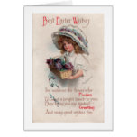 Vintage Easter Girl in Bonnet Greeting Card