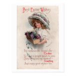 Vintage Easter Girl in Bonnet Postcard