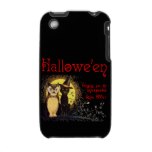 Vintage Halloween Cat and Owl iPhone Case