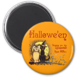 Vintage Halloween Cat and Owl Magnet