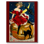 Vintage Halloween Pinup Girl Post Cards
