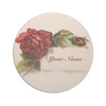Vintage Rose and Your Name Coaster