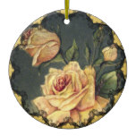Vintage Yellow Roses Christmas Ornament