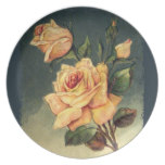 Vintage Yellow Roses Plate
