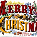 Currier & Ives 1876 Merry Christmas Lithograph