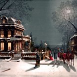 Victorian Christmas Party by Moonlight Postcard