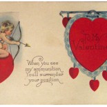 Funny Cupid with Arrow Valentine's Day Vintage Postcard