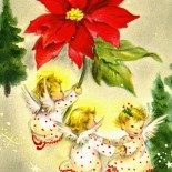 Dancing Baby Angels Christmas Postcard