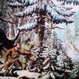 Currier and Ives Lithograph - Deer Shooting on the Shattagee