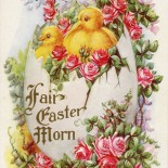 Easter Chicks and Roses Vintage Postcard