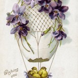Easter Lilies Balloon Vintage Postcard