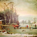 Currier & Ives Reprint of Winter in the Country, Getting Ice