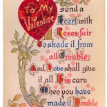 Vintage Postcard with Valentine's Day Heart and Poem