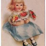 Vintage Postcard of a Little Girl with Flowers