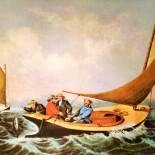 Currier and Ives Lithograph - Trolling for Blue Fish