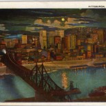 Vintage Postcard of Downtown Pittsburgh on a Moonlit Night