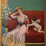 Victorian Woman with Cupid Valentine's Day Postcard