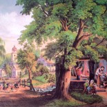 Currier and Ives Lithograph - The Village Blacksmith