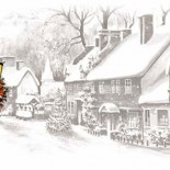 Vintage Christmas Town Postcard