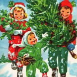 Getting The Christmas Tree Postcard